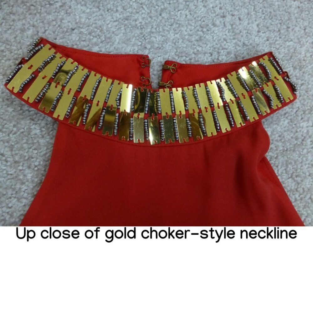 Bebe Gold and Red Halter Dress (Selling as is, please read carefully) - Picture 8 of 13